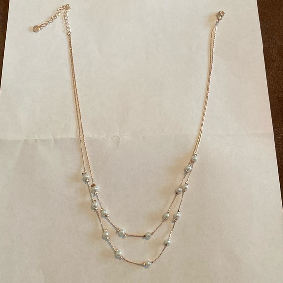 LC faux rose gold and faux pearl double chain 16” - 19” - Picture 3 of 3